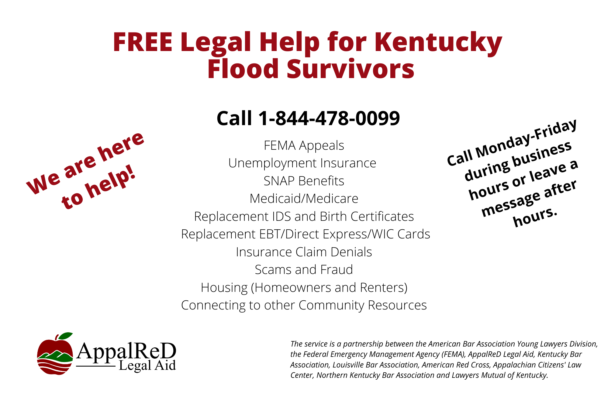 Flood hotline is 1-844-478-0099 